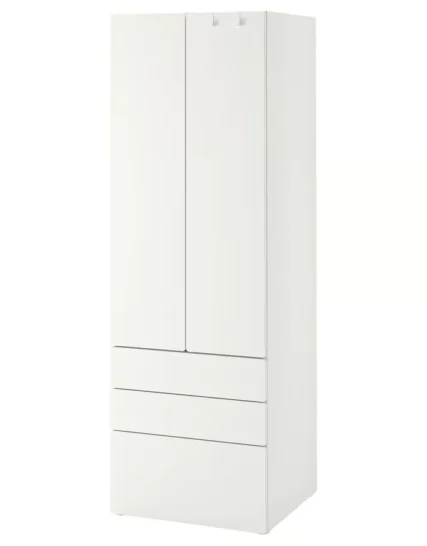 کمد لباس سفید/با ۳ کشو سایز ۶۰x۴۲x۱۸۱ ایکیا مدل SMÅSTAD / PLATSA