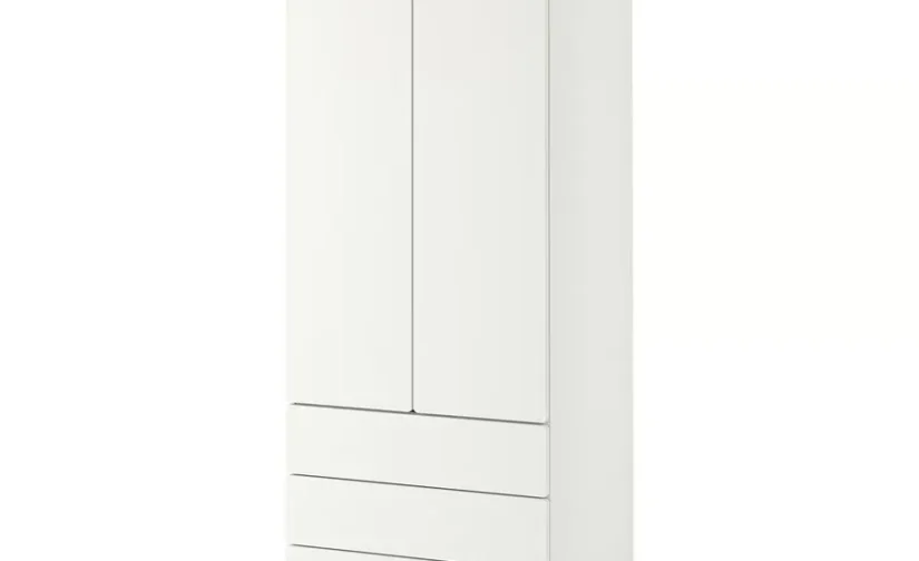 کمد لباس سفید/با ۳ کشو سایز ۶۰x۴۲x۱۸۱ ایکیا مدل SMÅSTAD / PLATSA