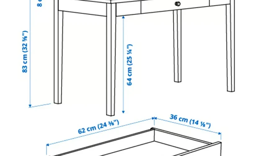 میز تحریر خاکستری روشن سایز ۱۲۲x۶۰ ایکیا مدل SMYGA