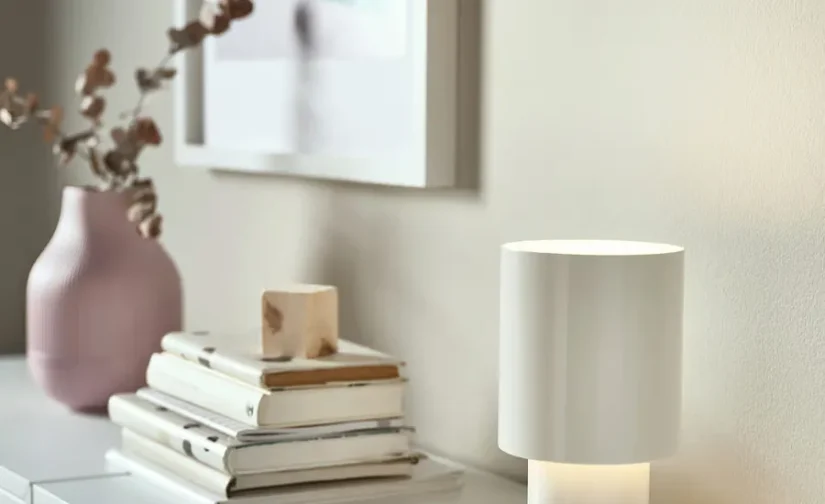 چراغ رومیزی سفید/قابل تنظیم نور ۲۲ سانتی‌متر ایکیا مدل SPETSBOJ