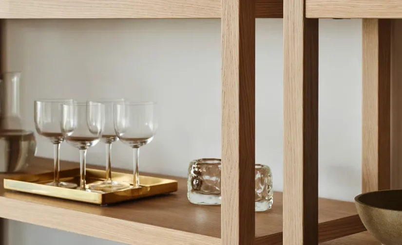 قفسه بندی روکش بلوط سایز ۱۲۰x۴۰x۱۸۸ ایکیا مدل STOCKHOLM 2025