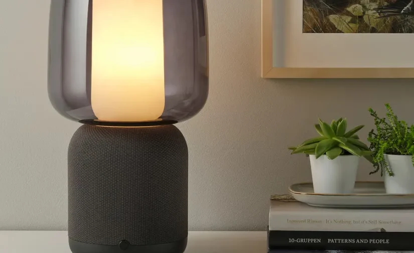 پایه چراغ بلندگو با وای فای مشکی/هوشمند ایکیا مدل SYMFONISK