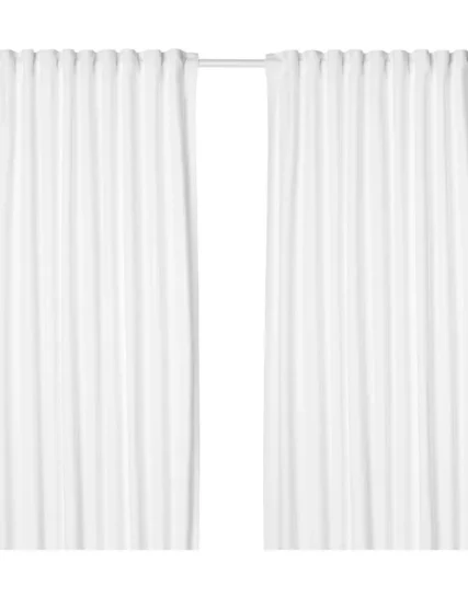 پرده جفتی سفید/با نوار تزئینی سایز ۱۴۵x۳۰۰ ایکیا مدل TIBAST