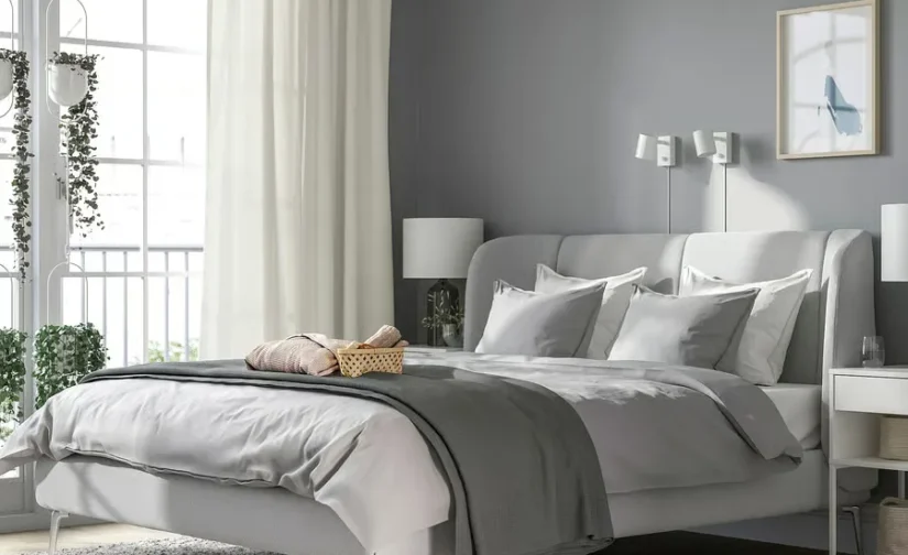 قاب تخت روکش‌دار تالمیرا سفید/مشکی سایز ۱۸۰x۲۰۰ ایکیا مدل TUFJORD