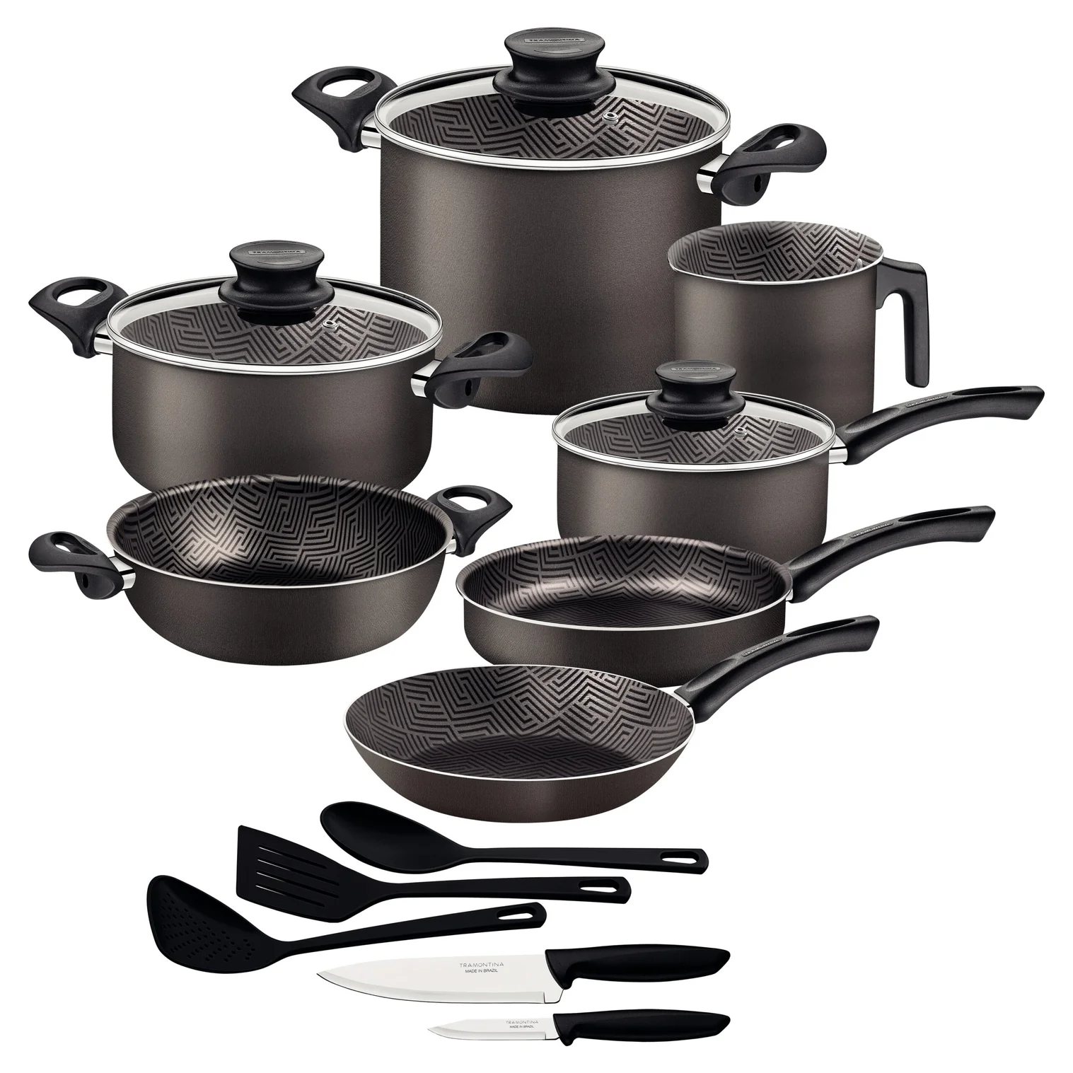 سرویس قابلمه آلومینیومی رنگ سربی ترامونتینا پاریس ۱۵ پارچه