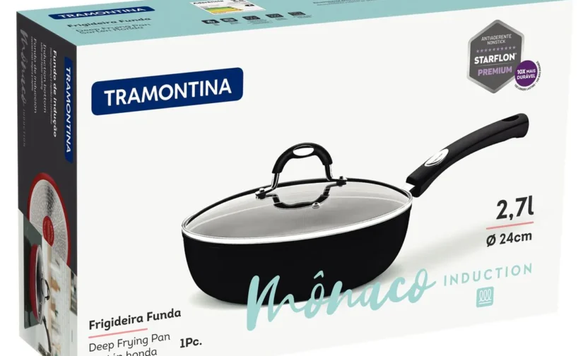 ماهیتابه آلومینیومی مشکی القایی موناکو سایز ۲۴ و ۲.۷ لیتری ترامونتینا