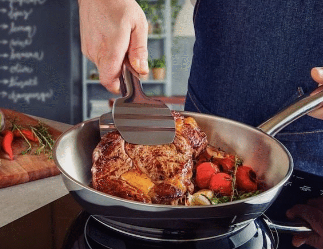 ماهیتابه استیل ضد زنگ ترامونتینا اونا سایز 24 و حجم 2.1 لیترکف سه لایه