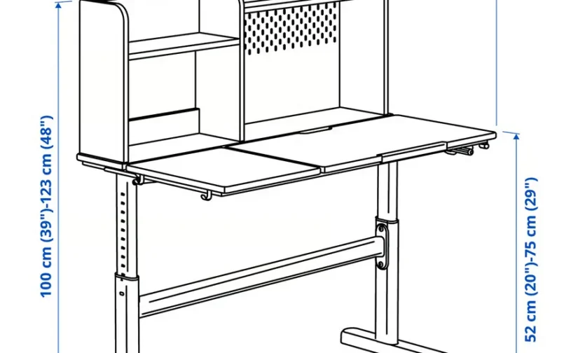 میز تحریر سفید/قابل تنظیم سایز ۱۰۰x۷۰ ایکیا مدل BERGLÄRKA
