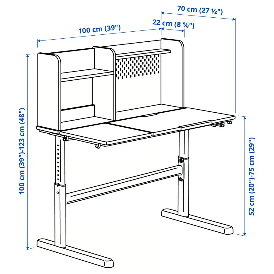 میز تحریر سفید/قابل تنظیم سایز ۱۰۰x۷۰ ایکیا مدل BERGLÄRKA