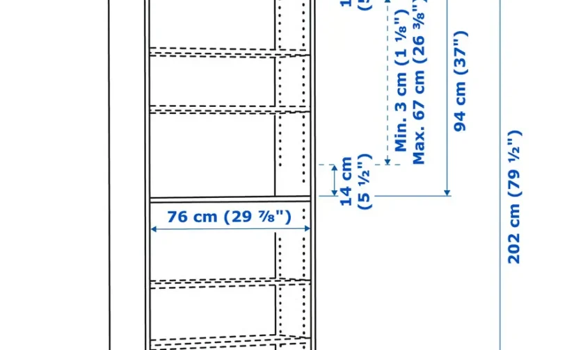 کتابخانه طرح بلوط سیاه سایز ۸۰x۲۸x۲۰۲ ایکیا مدل BILLY
