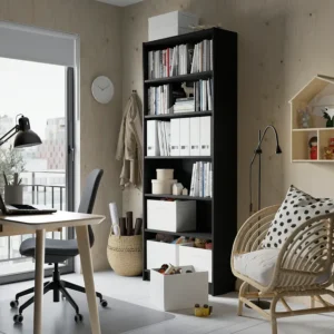 کتابخانه طرح بلوط سیاه سایز ۸۰x۲۸x۲۰۲ ایکیا مدل BILLY
