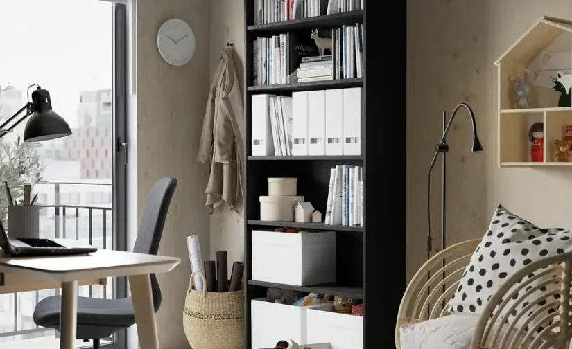 کتابخانه طرح بلوط سیاه سایز ۸۰x۲۸x۲۰۲ ایکیا مدل BILLY