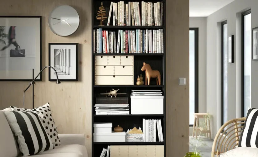 کتابخانه طرح بلوط سیاه سایز ۸۰x۲۸x۲۰۲ ایکیا مدل BILLY