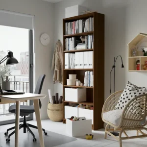 کتابخانه طرح گردوی قهوه‌ای سایز ۸۰x۲۸x۲۰۲ ایکیا مدل BILLY