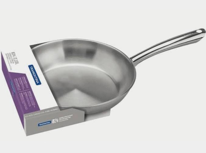 ماهیتابه استیل ضد زنگ ترامونتینا اونا سایز 24 و حجم 2.1 لیترکف سه لایه