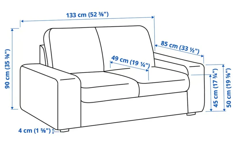 مبل راحتی دو نفره تیبلبی فیروزه ای/خاکستری ایکیا مدل KIVIK