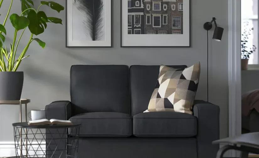 مبل راحتی دو نفره جمع و جور رنگ آنتراسیت ترسوند ایکیا مدل KIVIK