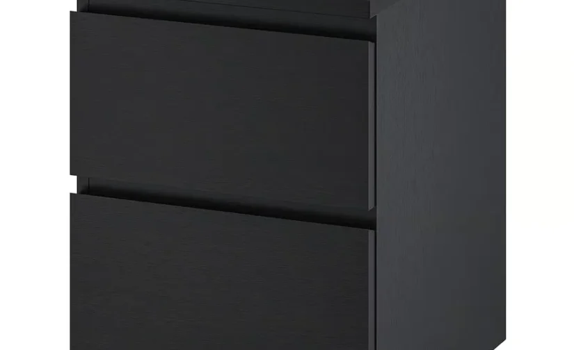 کمد پاتختی دو کشو مشکی ایکیا سایز ۴۰x۵۵ مدل MALM