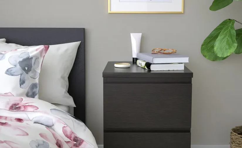 کمد پاتختی دو کشو مشکی ایکیا سایز ۴۰x۵۵ مدل MALM