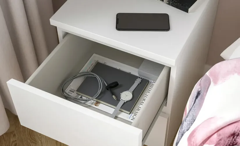 کمد پاتختی دو کشو سفید ایکیا سایز ۴۰x۵۵ مدل MALM