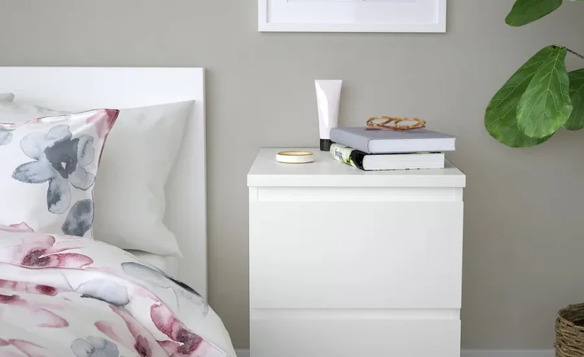 کمد پاتختی دو کشو سفید ایکیا سایز ۴۰x۵۵ مدل MALM