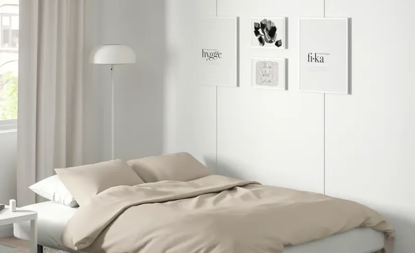 مبل تختخواب شو سه نفره با تشک فومی / رنگ مشکی و خاکستری روشن ایکیا مدل NYHAMN