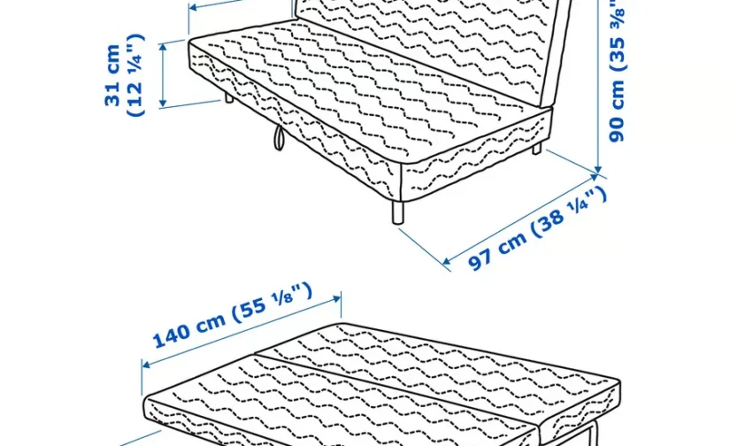 مبل تختخواب شو سه نفره با تشک فومی / رنگ قرمز و قهوه ای ایکیا مدل NYHAMN
