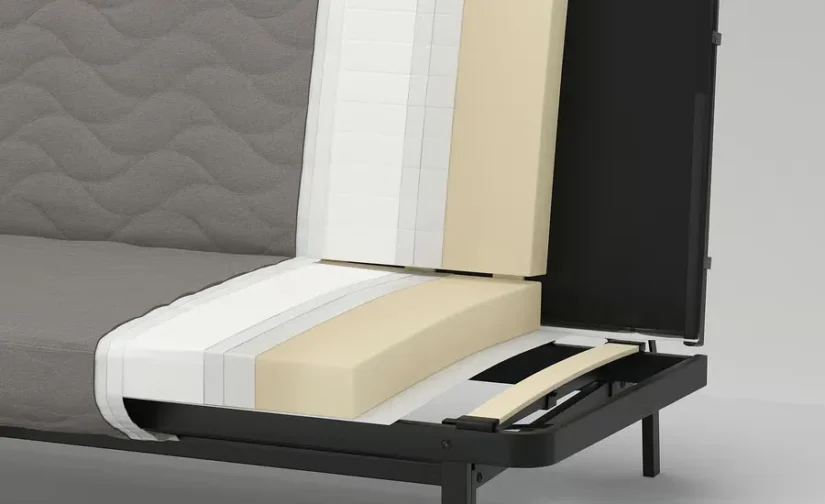 مبل تختخواب شو سه نفره با تشک فومی / رنگ قرمز و قهوه ای ایکیا مدل NYHAMN