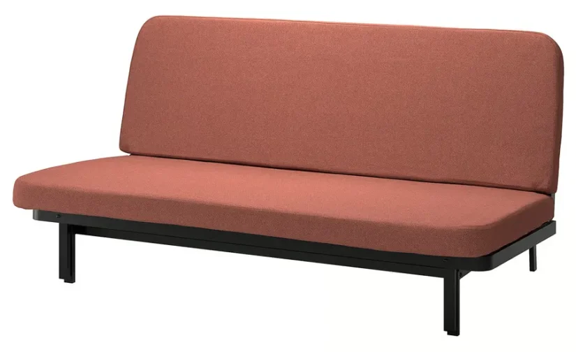 مبل تختخواب شو سه نفره با تشک فومی / رنگ قرمز و قهوه ای ایکیا مدل NYHAMN