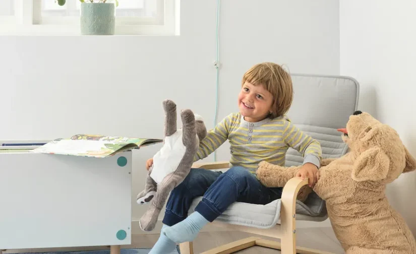 صندلی راحتی کودک روکش توس/کنیسا بژ روشن ایکیا مدل POÄNG