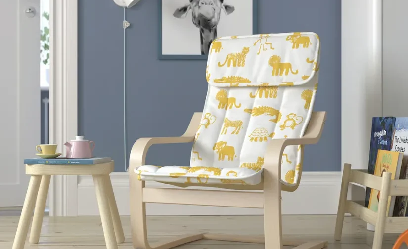 صندلی راحتی کودک روکش توس/طرح حیوانات اسکوگبو ایکیا مدل POÄNG