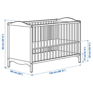 سرویس دو تیکه تخت و میز تعویض نوزاد رنگ سفید سایز 60x120 ایکیا مدل SMÅGÖRA