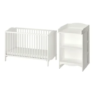 سرویس دو تیکه تخت و میز تعویض نوزاد رنگ سفید سایز 60x120 ایکیا مدل SMÅGÖRA