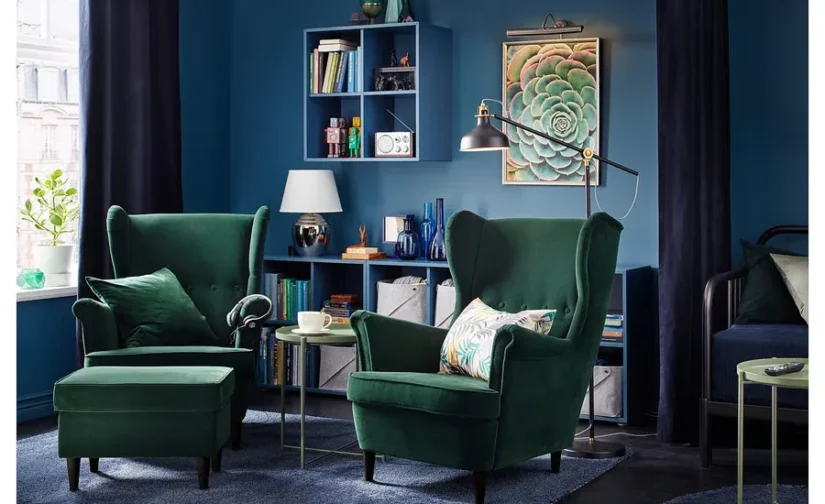 صندلی راحتی طرح جوپارپ سبز تیره ایکیا مدل STRANDMON