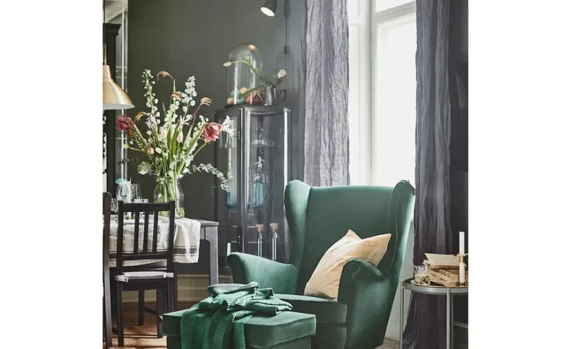 صندلی راحتی طرح جوپارپ سبز تیره ایکیا مدل STRANDMON