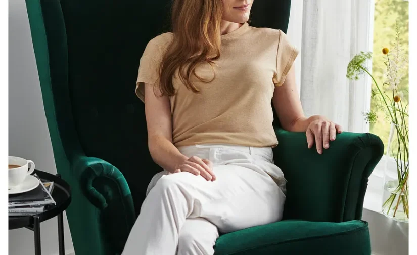 صندلی راحتی طرح جوپارپ سبز تیره ایکیا مدل STRANDMON