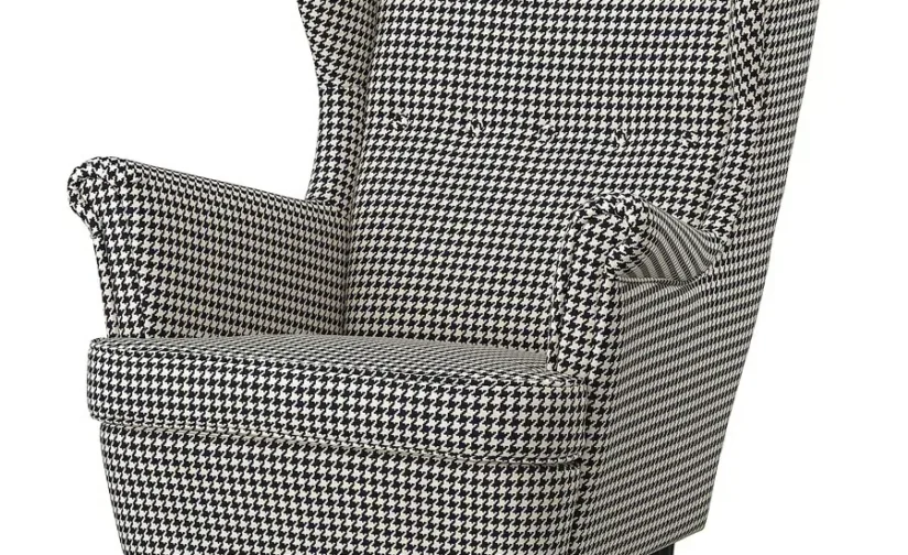 صندلی راحتی تاشو طرح ویبربو مشکی/بژ ایکیا مدل STRANDMON