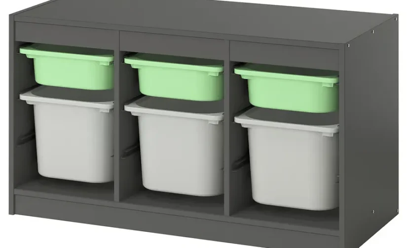 ارگانایزر خاکستری/سبز روشن/خاکستری سایز۹۹x۴۴x۵۶ ایکیا مدل TROFAST