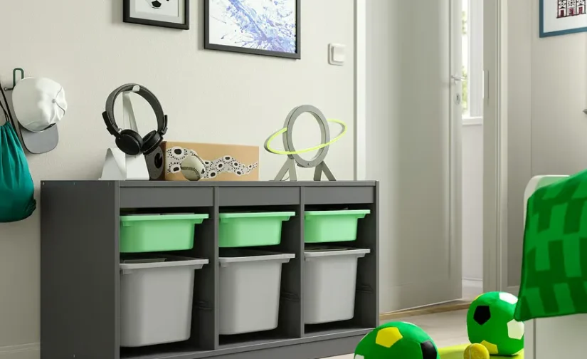 ارگانایزر خاکستری/سبز روشن/خاکستری سایز۹۹x۴۴x۵۶ ایکیا مدل TROFAST