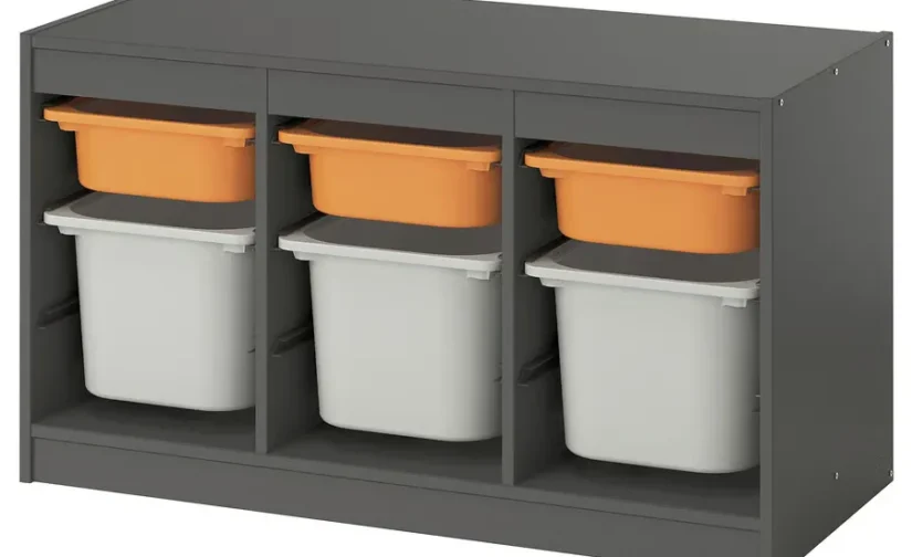 ارگانایزر خاکستری روشن/نارنجی/خاکستری سایز۹۹x۴۴x۵۶ ایکیا مدل TROFAST