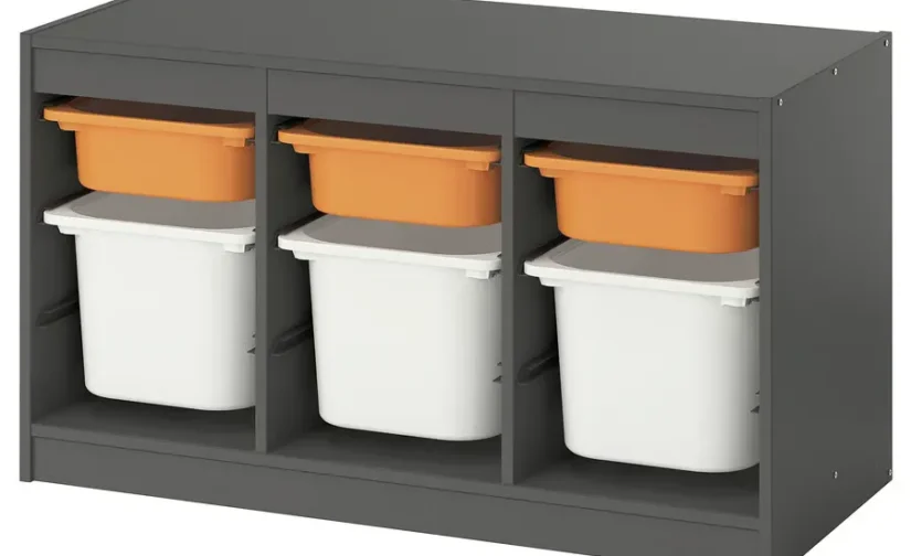 ارگانایزر خاکستری روشن نارنجی/سفید سایز ۹۹x۴۴x۵۶ ایکیا مدل TROFAST