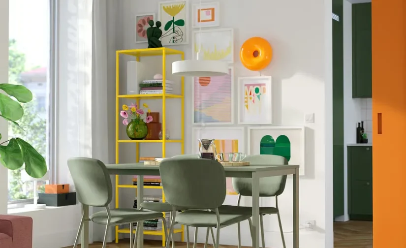 میز و ۴ صندلی سبز/سبز تیبلبی سایز ۱۲۵x۷۴ ایکیا مدل VIHALS / VIHALS