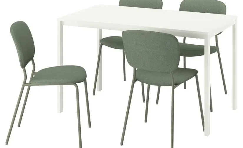 میز و ۴ صندلی سبز/سفید تیبلبی سایز ۱۲۵x۷۴ ایکیا مدل VIHALS / VIHALS