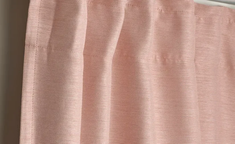 یک جفت پرده ضخیم ایکیا صورتی/با نوار تزئینی سایز ۱۴۵x۳۰۰ مدل VILBORG