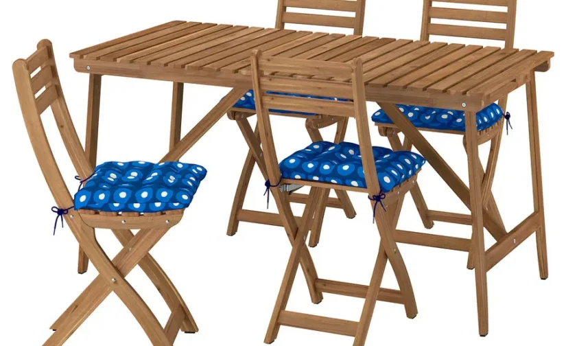 میز و ۴ صندلی تاشو مناسب فضای باز ایکیا مدل ASKHOLMEN