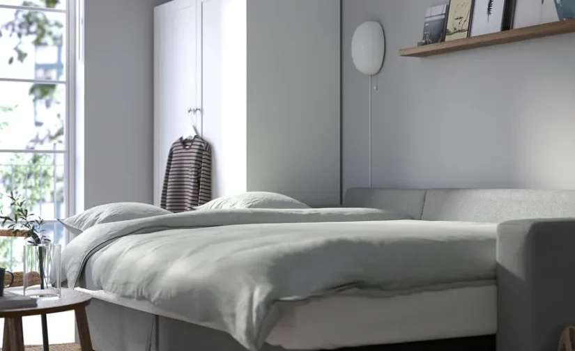 مبل تختخواب شو سه نفره به همراه کاناپه راحتی بژ/خاکستری ایکیا مدل BÅRSLÖV