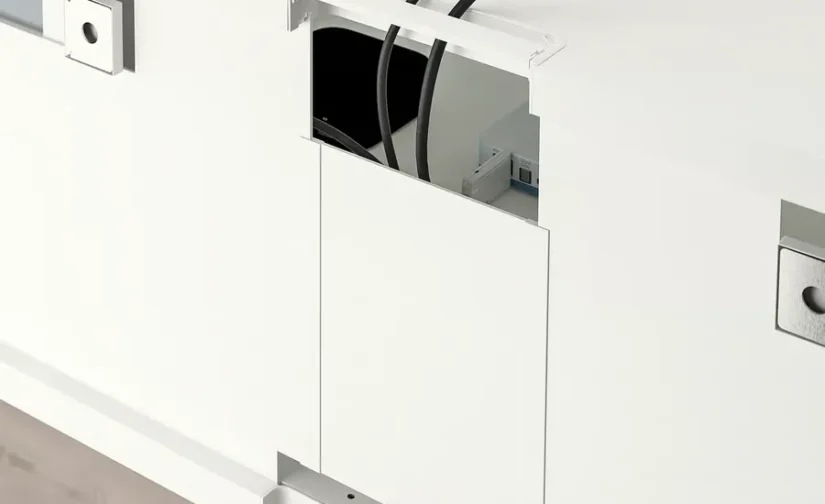 میز تلویزیون سفید/خاکستری-قهوه‌ای روشن سایز ۱۸۰x۴۲x۳۸ ایکیا مدل BESTÅ