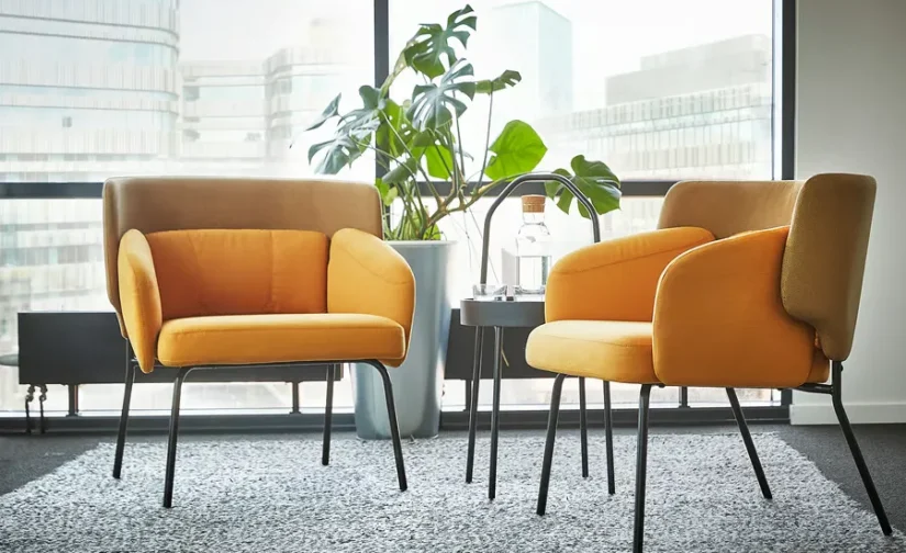 صندلی راحتی ویسل زرد تیره/کابوسا زرد تیره ایکیا مدل BINGSTA