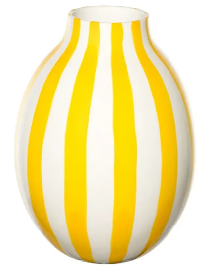 گلدان سفید/زرد راه راه ۲۵ سانتی‌متری ایکیا مدل BLODBJÖRK