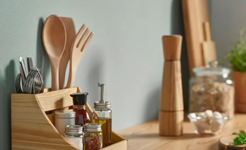 نظم‌دهنده‌ی پیشخوان آشپزخانه چوبی سایز ۲۰x۱۸x۱۶ ایکیا مدل CHOKLADHAJ